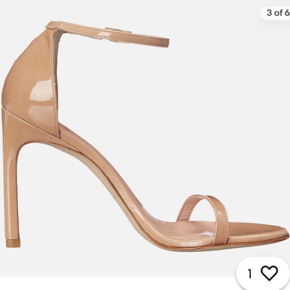 Stuart Weitzman Nude Patent Ankle-Strap Stiletto Size 36.5, Gently Worn